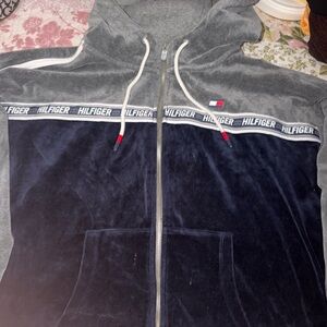 Tommy Hilfiger Navy & Gray Velvet Zip up